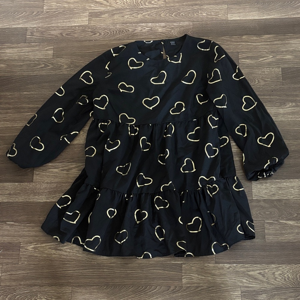 SHEIN Black Dress with Gold Heart Pattern
